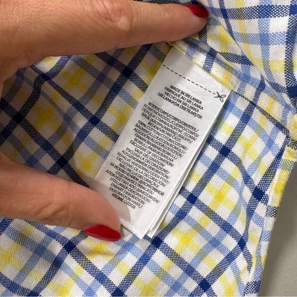 Ralph Lauren Classic Fit Button-Down Shirt L 180/100A Yellow Blue Check Preppy - Picture 7 of 12